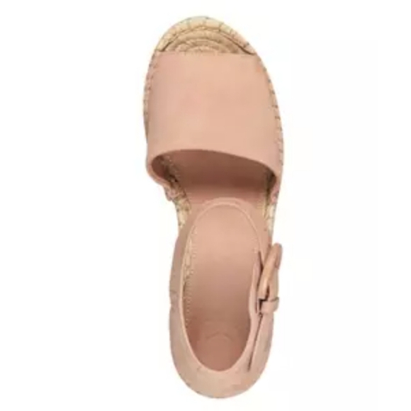 Marc Fisher Alida Pink Leather Platform Espadrille Wedge Sandal 7.5M - Picture 3 of 11